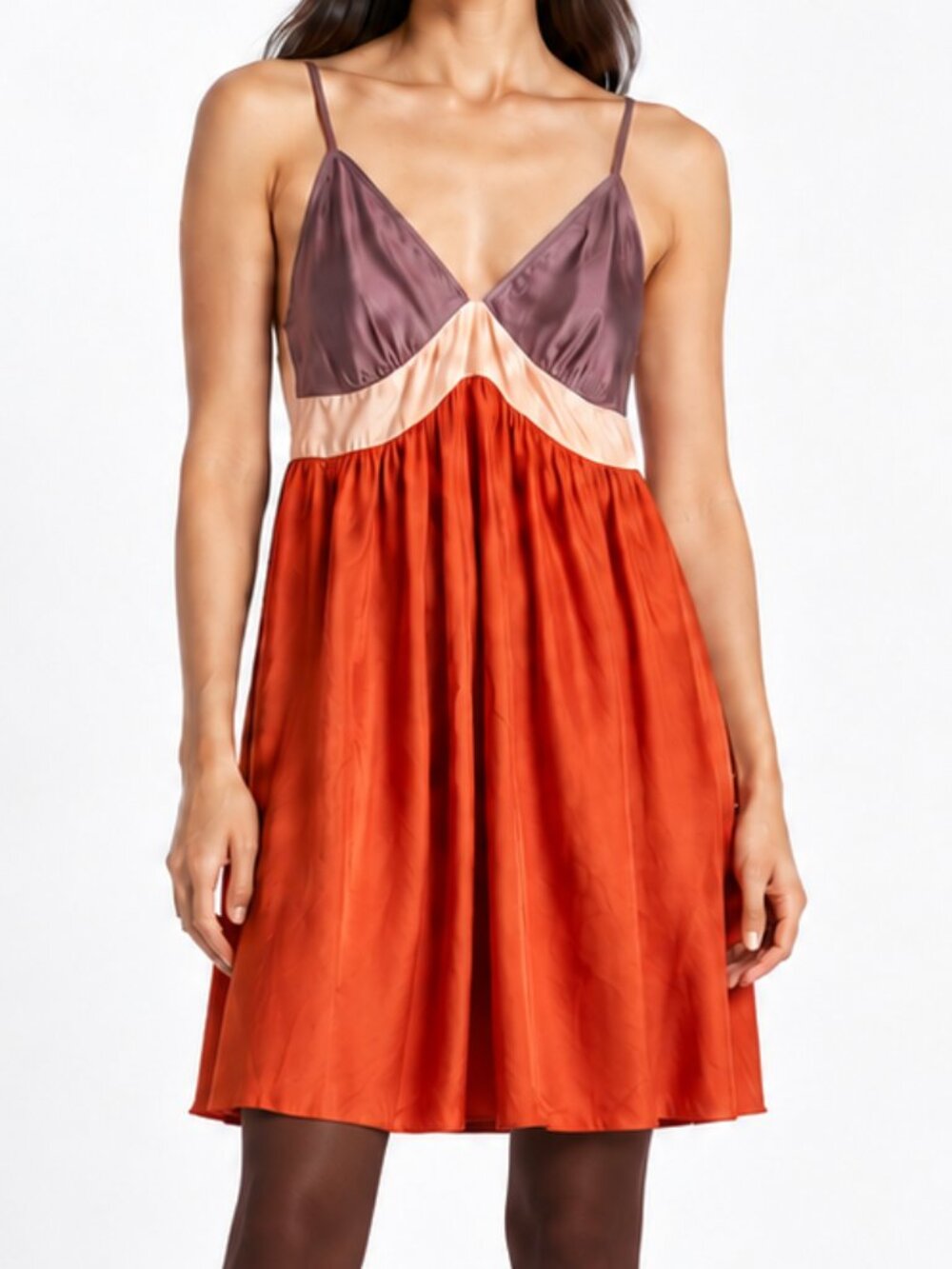 Velvet by Graham & Spencer Silk Orange Purple Colorblock Slip Dress Size Medium - Picture 10 of 10